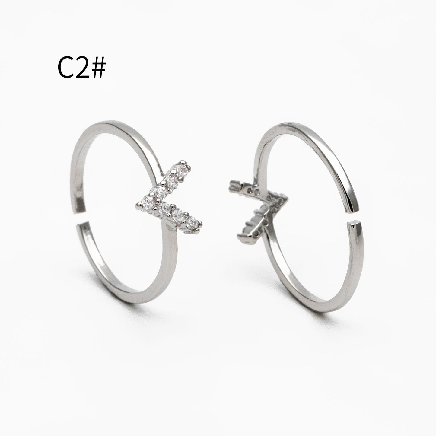 4pcs CZ Pave Gold/ Silver V Ring, Dainty Ring, Thin Ring, Everyday Ring (#GB-4216)