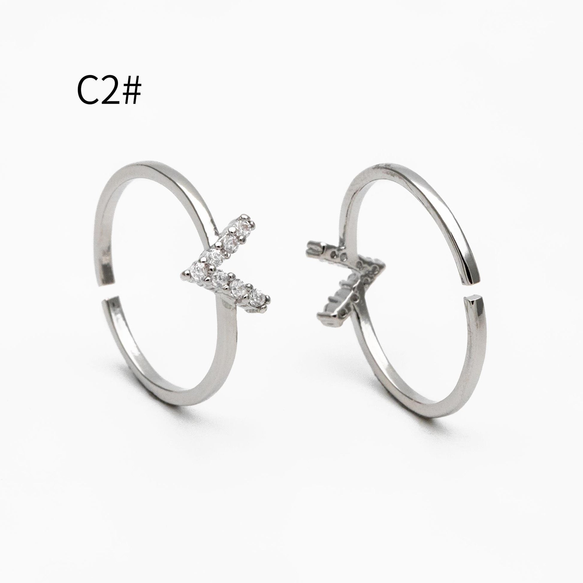 4pcs CZ Pave Gold/ Silver V Ring, Dainty Ring, Thin Ring, Everyday Ring (#GB-4216)