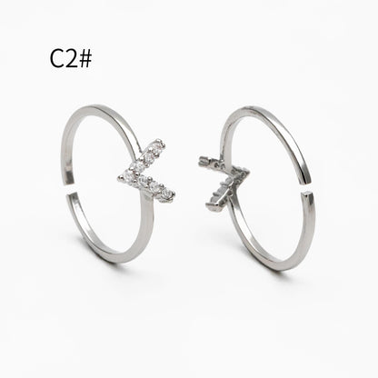 4pcs CZ Pave Gold/ Silver V Ring, Dainty Ring, Thin Ring, Everyday Ring (#GB-4216)