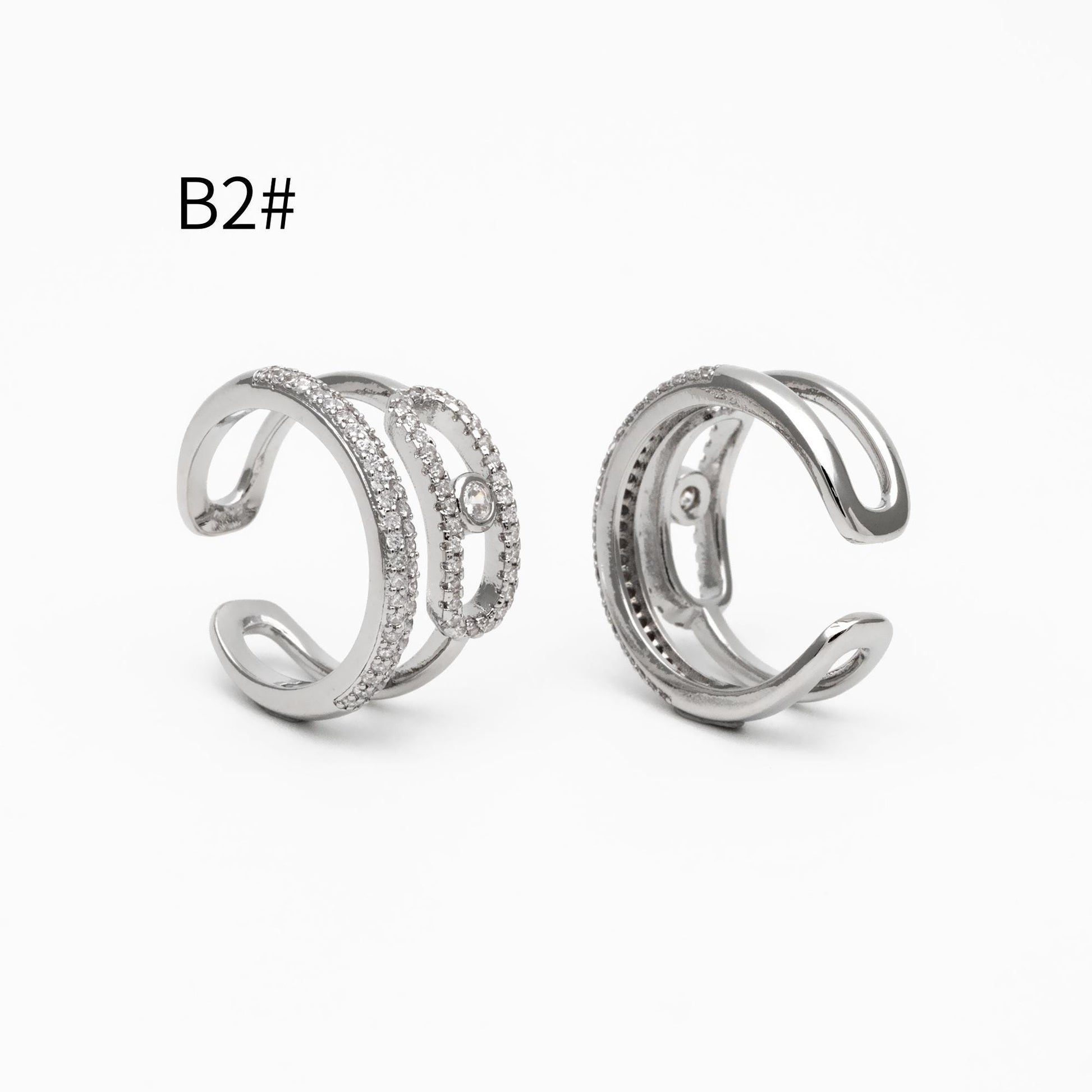 4pcs CZ Pave Double Band Circle Ring, Evil Eye Ring, Weeding Ring, Fashion Rings, Dainty Rings, Adjustable Ring (#GB-4612)