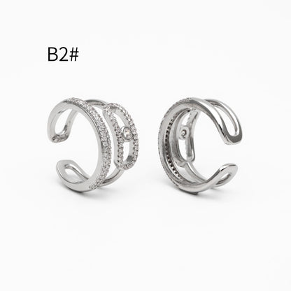 4pcs CZ Pave Double Band Circle Ring, Evil Eye Ring, Weeding Ring, Fashion Rings, Dainty Rings, Adjustable Ring (#GB-4612)