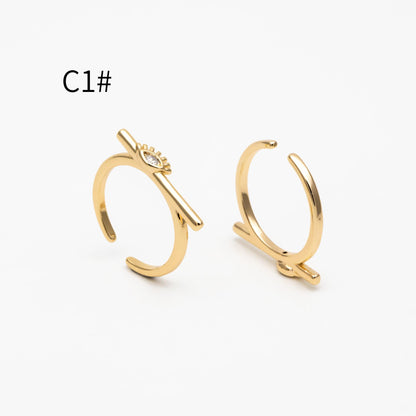 4pcs CZ Pave Gold/ Silver Tone Eye Ring, Bar Ring, Thin Ring, Everyday Ring, Fashion Rings, Dainty Rings, Adjustable Ring (#GB-4623)