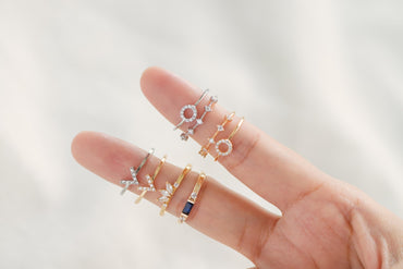 4pcs CZ Pave Gold/ Silver Ring, Dainty Ring, Thin Ring, Everyday Ring (#JZ-021)