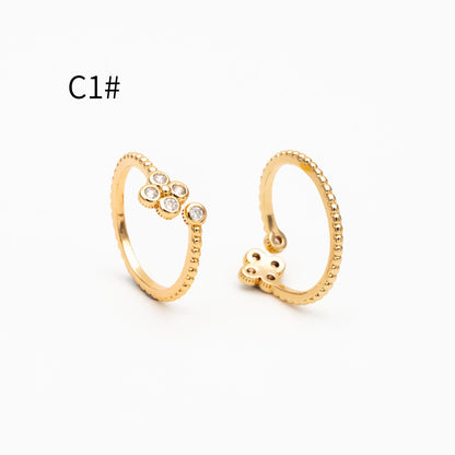4pcs CZ Pave Gold/ Silver Flower Ring, Modern Style Ring, Fashion Rings, Dainty Rings, Adjustable Ring (#GB-4615)