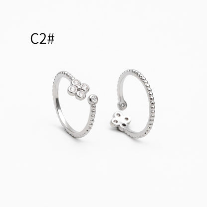 4pcs CZ Pave Gold/ Silver Flower Ring, Modern Style Ring, Fashion Rings, Dainty Rings, Adjustable Ring (#GB-4615)