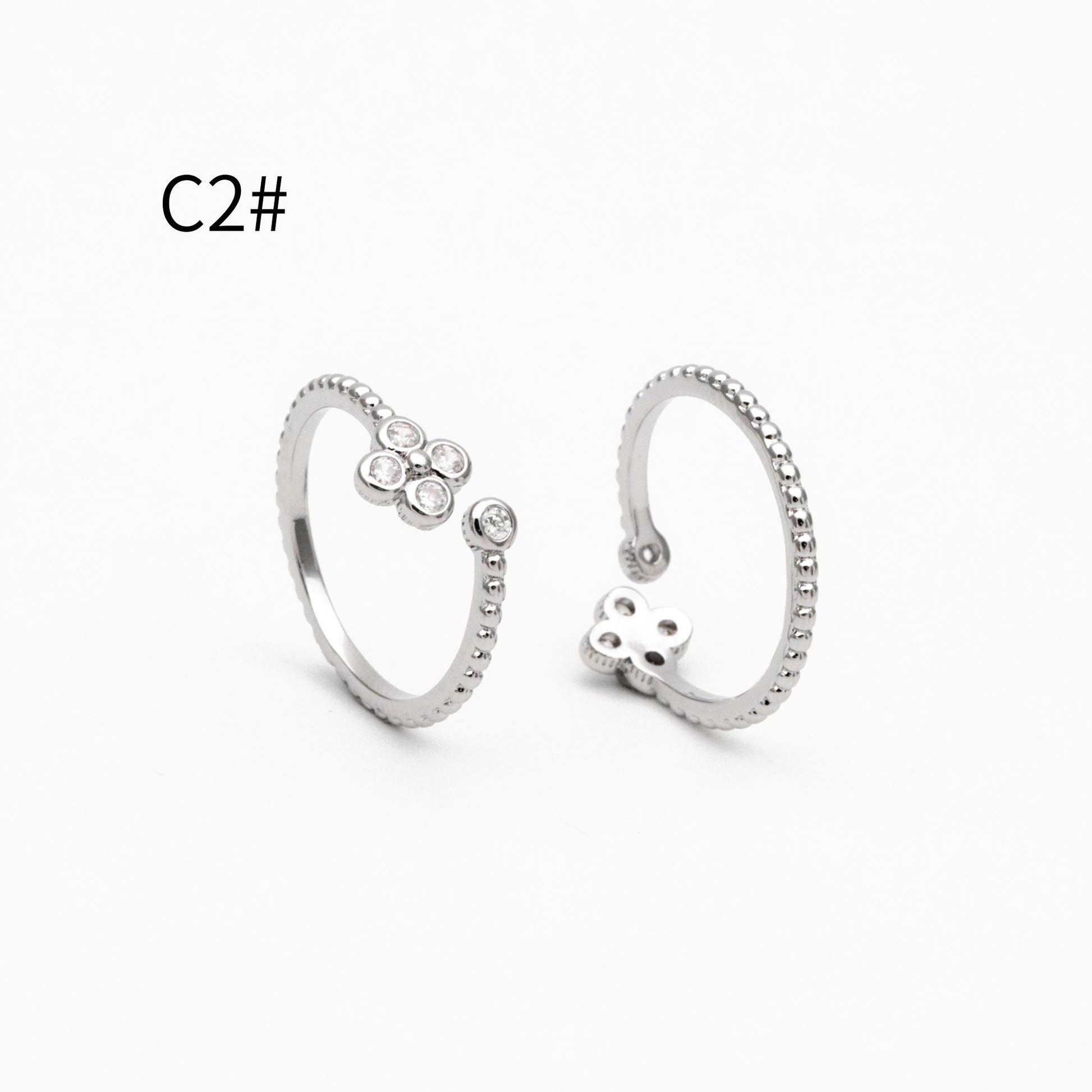 4pcs CZ Pave Gold/ Silver Minimalist Ring, Modern Style Ring, Fashion Rings, Dainty Rings, Adjustable Ring (#JZ-028)
