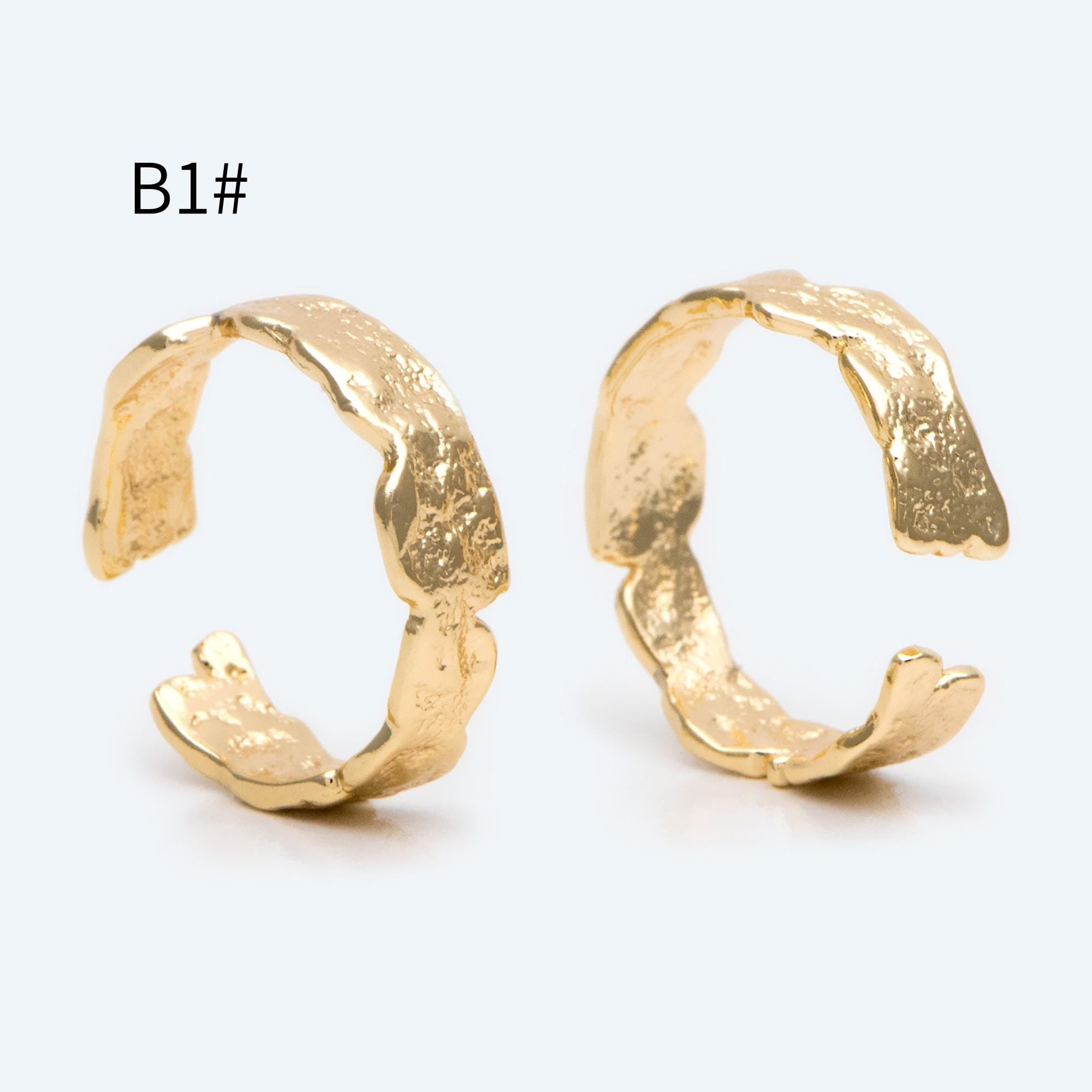 4pcs Gold/ Silver Hammered Ring, Purple CZ Ring, Stacking Ring, Statement Ring, Adjustable Ring (#JZ-030)