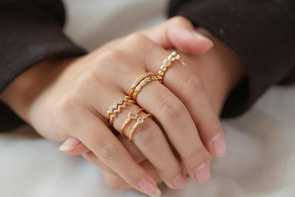 4pcs Gold Finger Ring, Everyday Ring, Modern Style Ring, Fashion Rings, Dainty Rings (#JZ-027)
