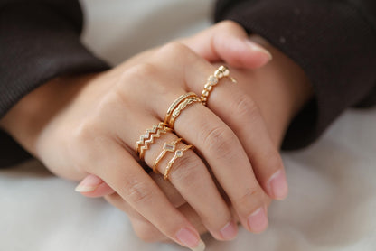 4pcs Gold Finger Ring, Everyday Ring, Modern Style Ring, Fashion Rings, Dainty Rings (#JZ-027)