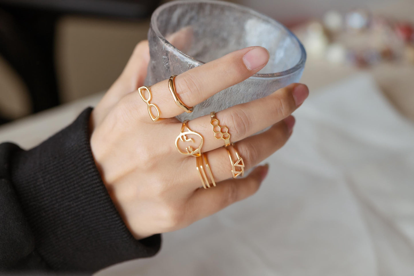 4pcs Gold/ Silver Ring, Everyday Ring, Fashion Rings, Dainty Rings, Adjustable Ring (#JZ-020)