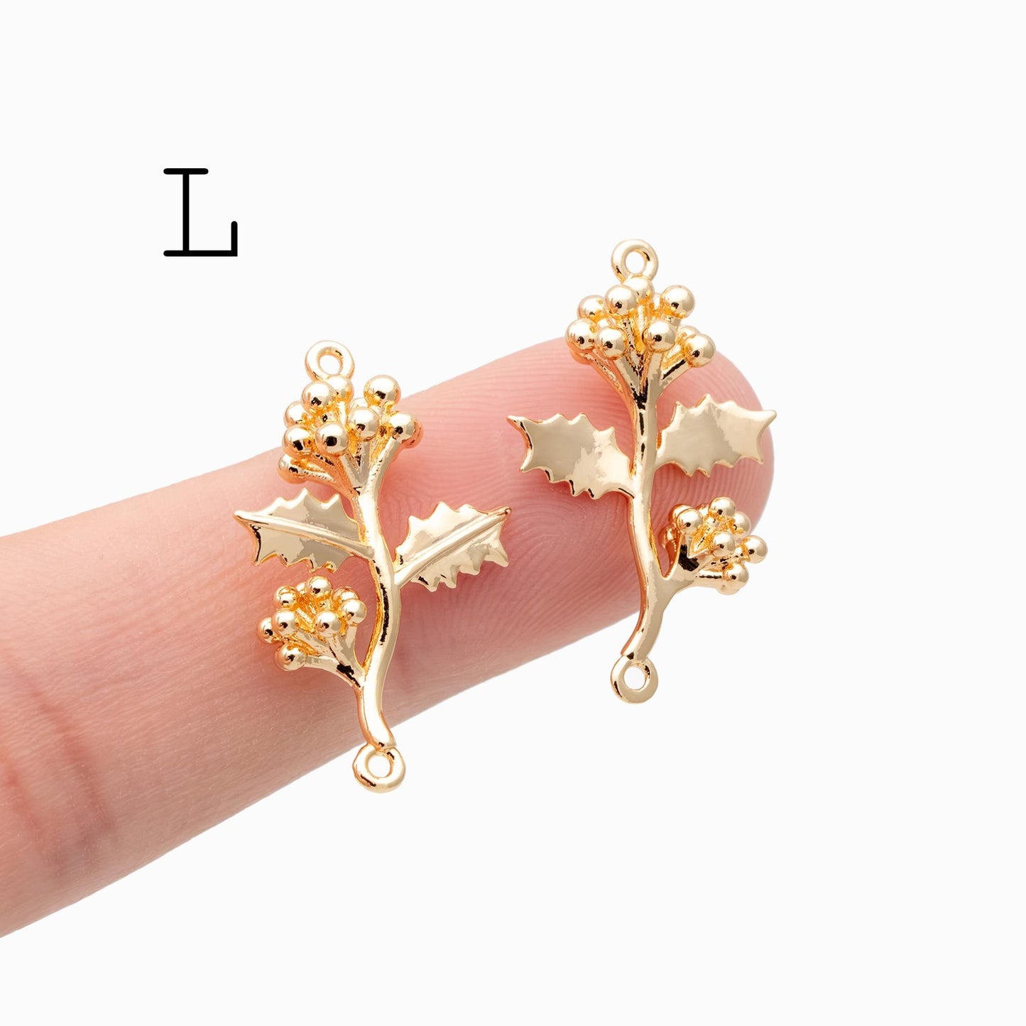 4 pieces- Gold 12 Month Birth Flower Connector Collection, Floral Necklace Pendants (GB-4725)