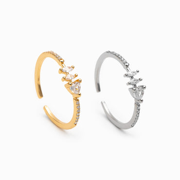 4pcs CZ Pave Gold/ Silver Heart Ring, Dainty Rings, Adjustable Ring, Statement Ring (#JZ-004)