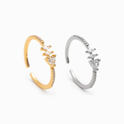 4pcs CZ Pave Gold/ Silver Heart Ring, Dainty Rings, Adjustable Ring, Statement Ring (#JZ-004)