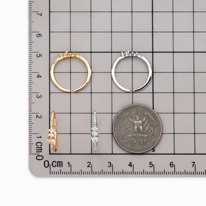 4pcs CZ Pave Gold/ Silver Heart Ring, Dainty Rings, Adjustable Ring, Statement Ring (#JZ-004)