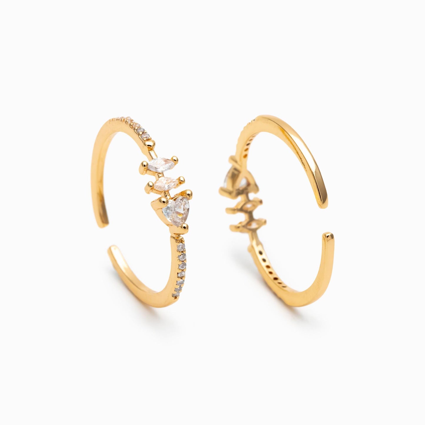 4pcs CZ Pave Gold/ Silver Heart Ring, Dainty Rings, Adjustable Ring, Statement Ring (#JZ-004)