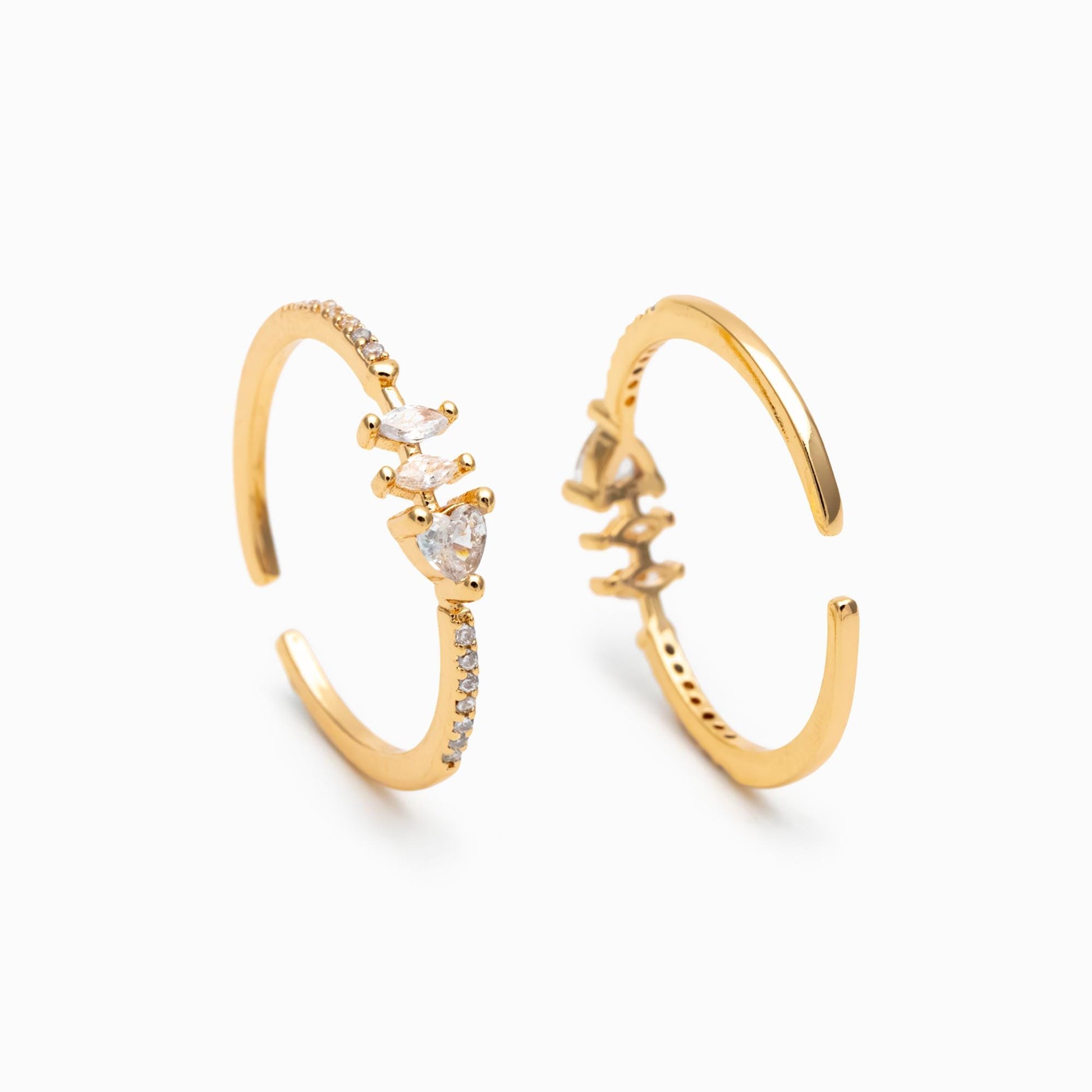 4pcs CZ Pave Gold/ Silver Heart Ring, Dainty Rings, Adjustable Ring, Statement Ring (#JZ-004)