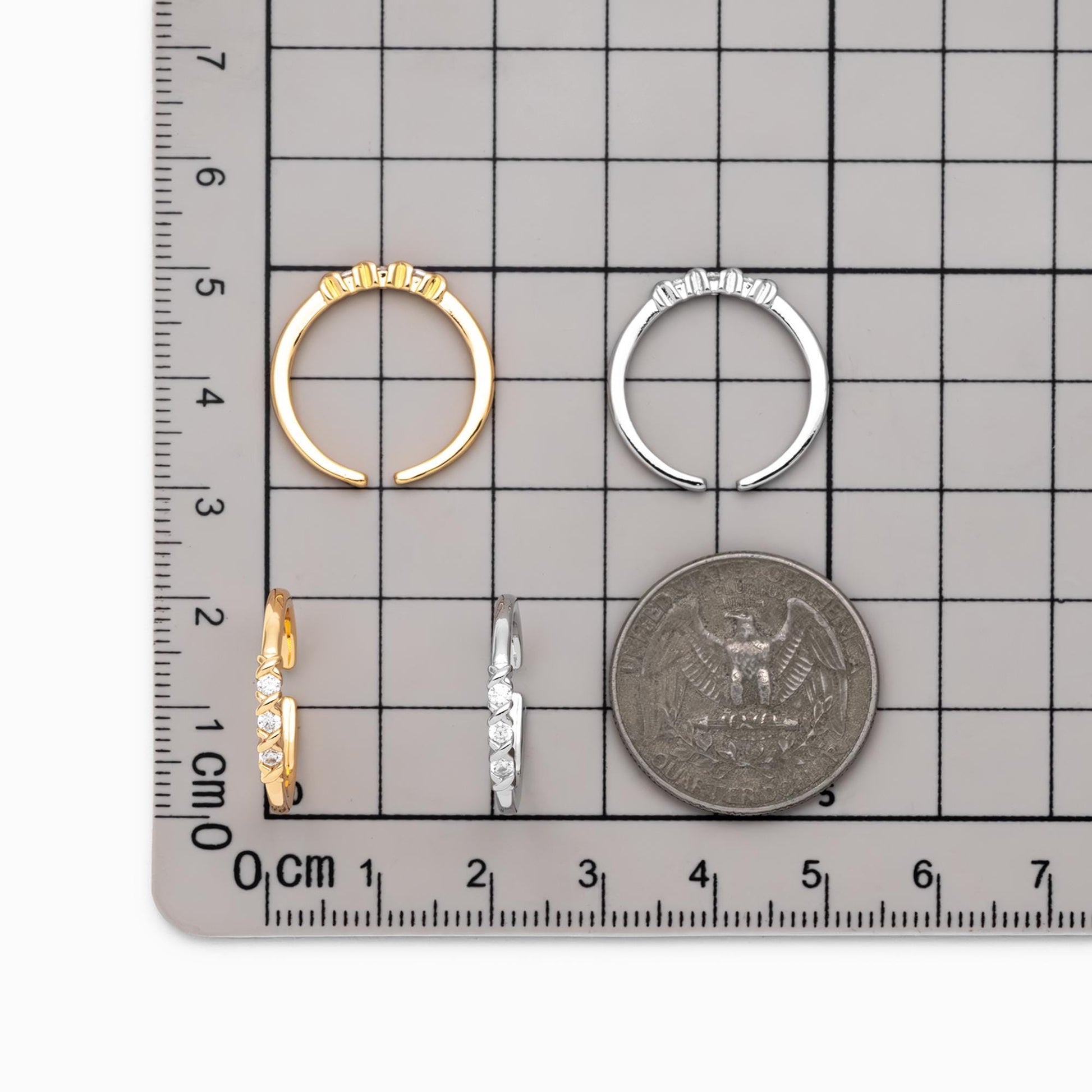 4pcs CZ Pave Gold/ Silver Minimalist Ring, Dainty Ring, Thin Ring, Stackable Ring (#JZ-005)