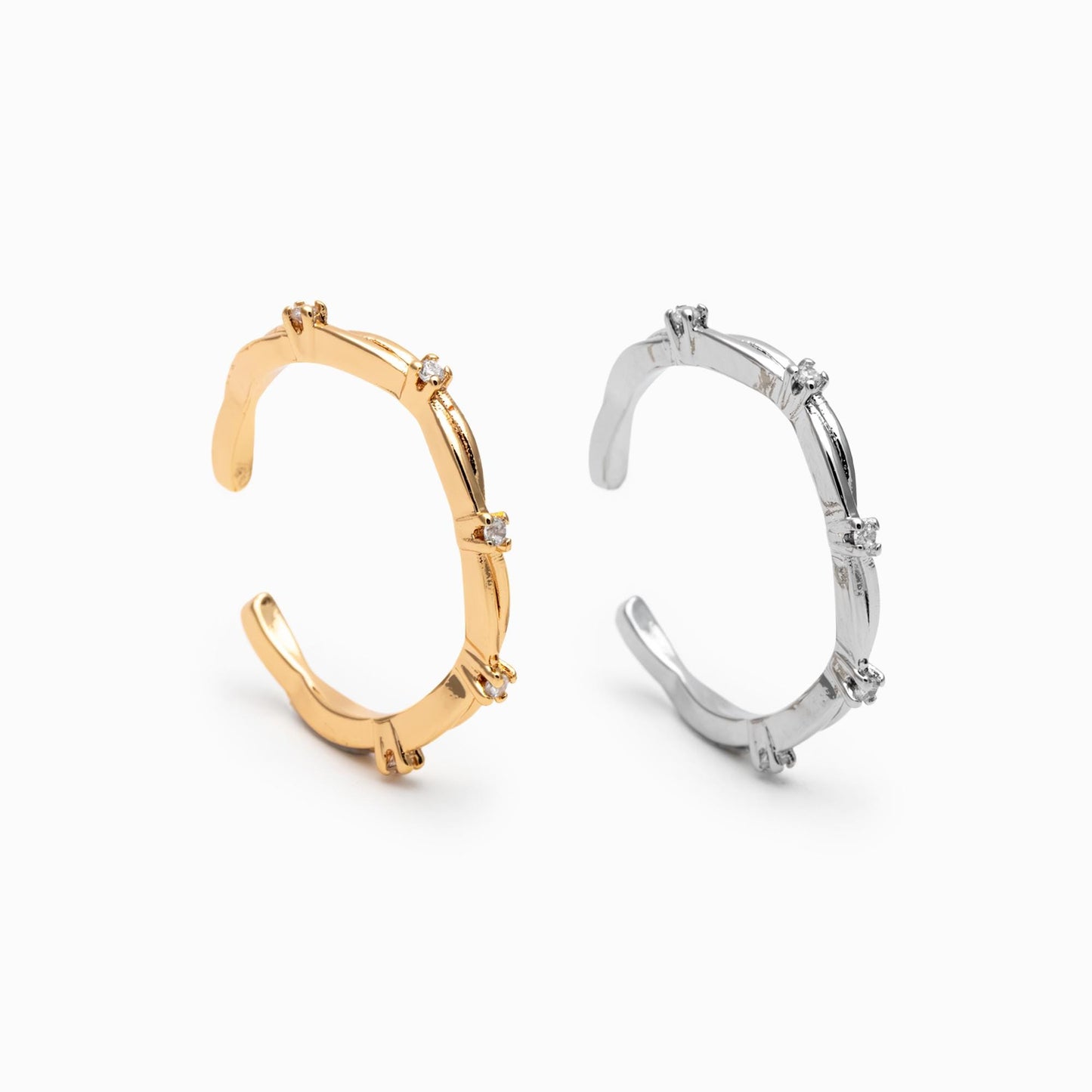 4pcs CZ Pave Finger Ring, Gold/ Rhodium plated Brass, Gift for Her, Stackable Ring, Minimalist Ring(#JZ-006)