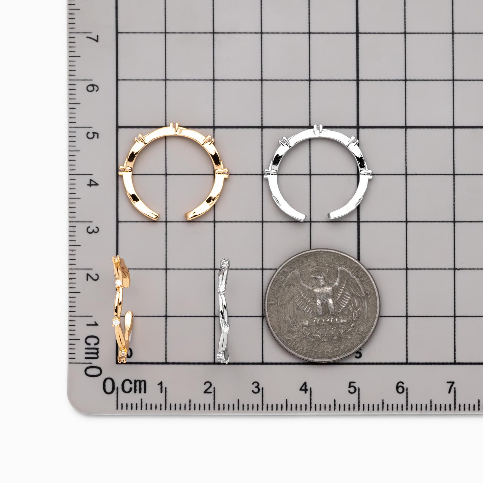 4pcs CZ Pave Finger Ring, Gold/ Rhodium plated Brass, Gift for Her, Stackable Ring, Minimalist Ring(#JZ-006)