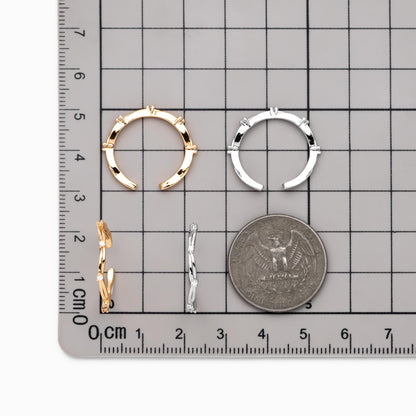 4pcs CZ Pave Finger Ring, Gold/ Rhodium plated Brass, Gift for Her, Stackable Ring, Minimalist Ring(#JZ-006)