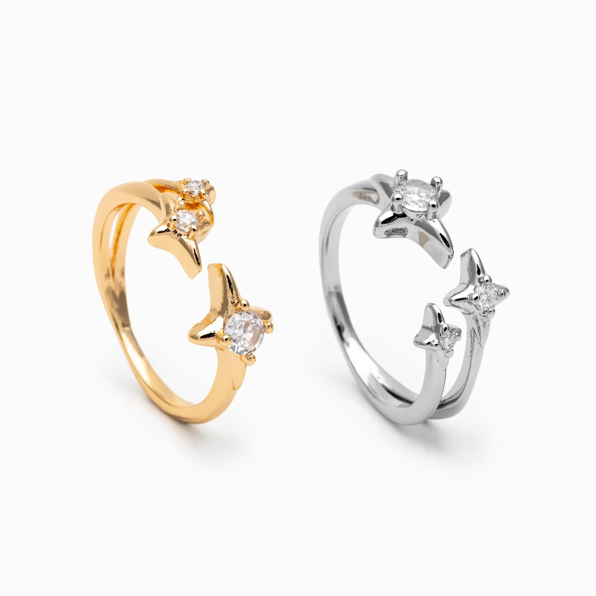 4pcs CZ Pave Gold/ Silver North Star Ring, Dainty Rings, Adjustable Ring, Statement Ring (JZ-007)