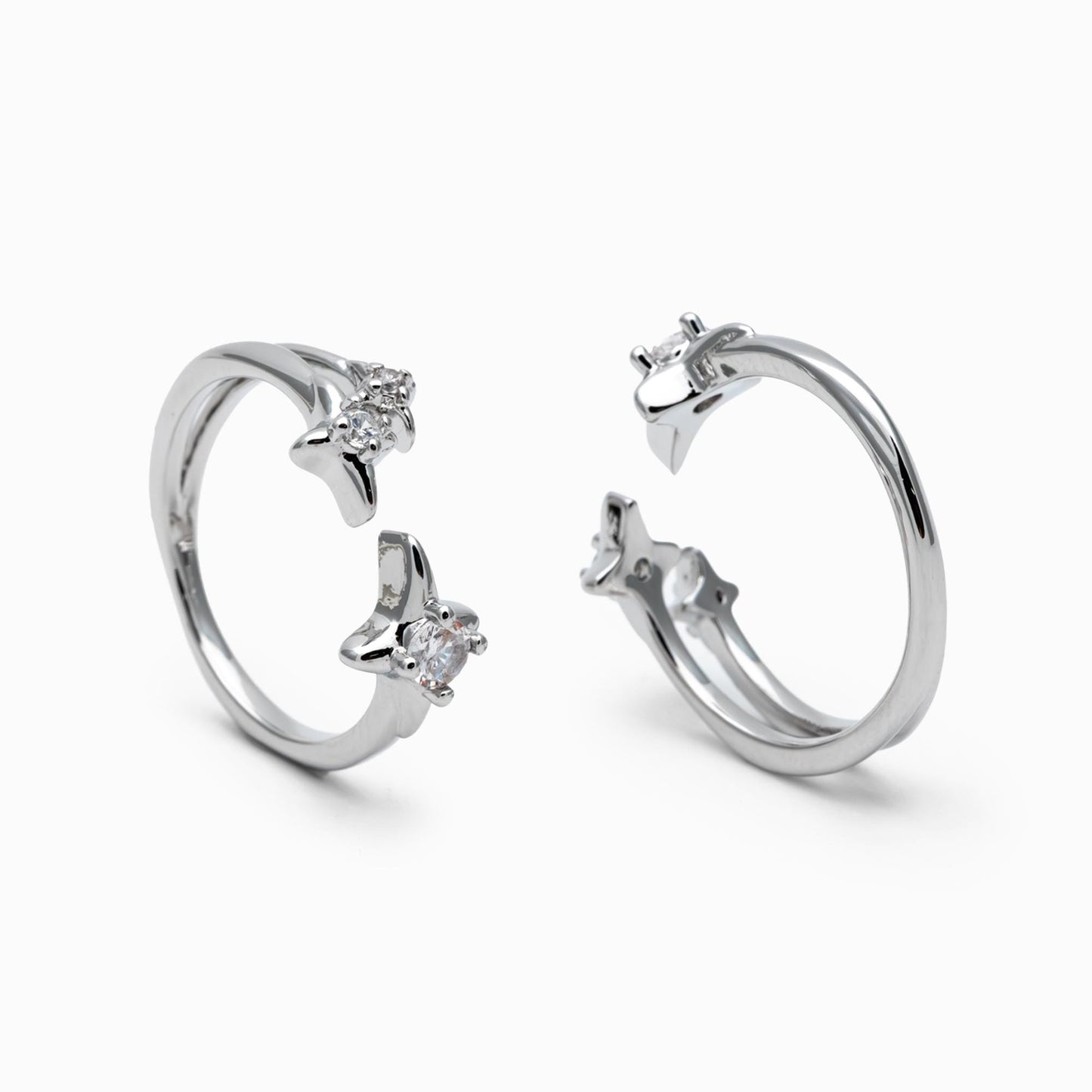 4pcs CZ Pave Gold/ Silver North Star Ring, Dainty Rings, Adjustable Ring, Statement Ring (JZ-007)