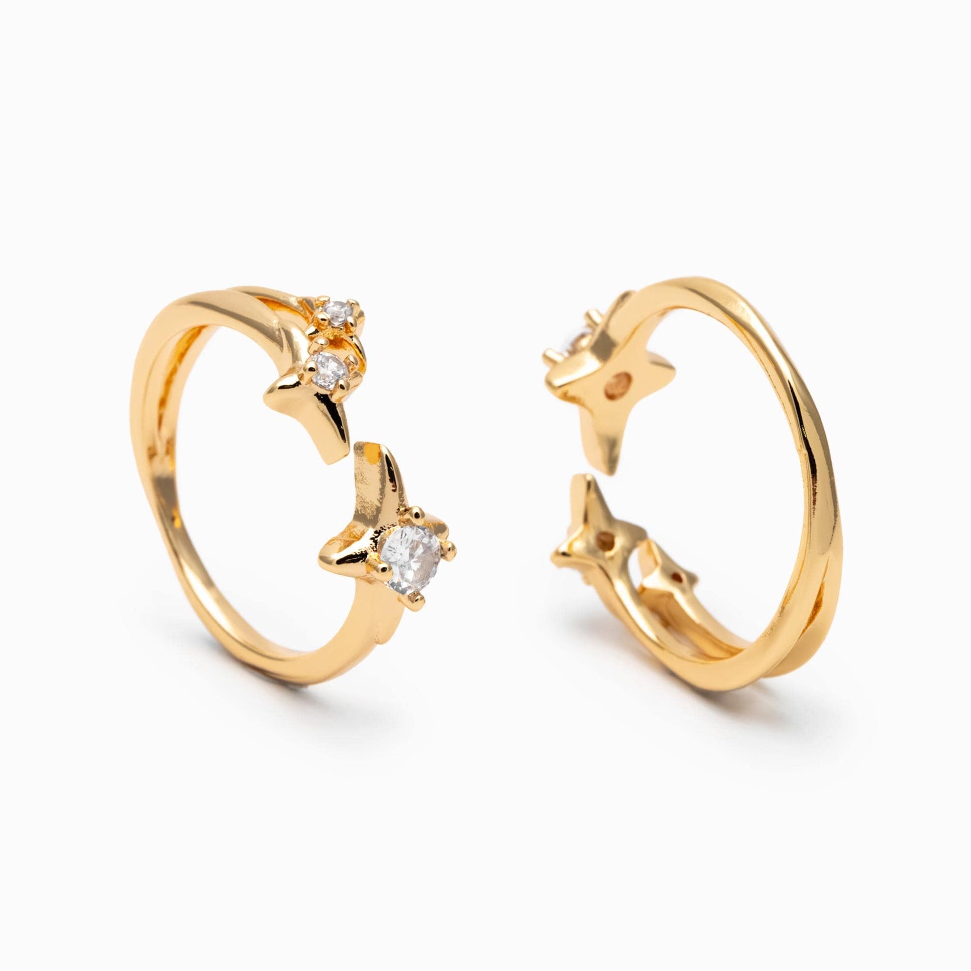 4pcs CZ Pave Gold/ Silver North Star Ring, Dainty Rings, Adjustable Ring, Statement Ring (JZ-007)