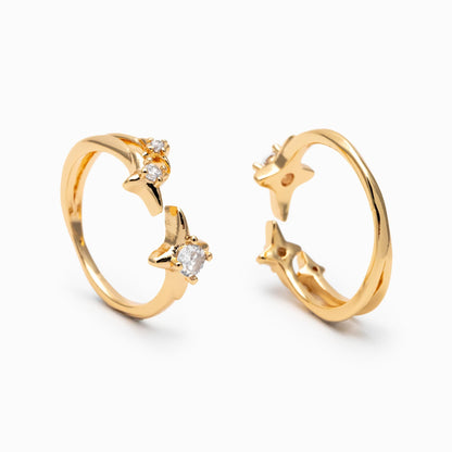 4pcs CZ Pave Gold/ Silver North Star Ring, Dainty Rings, Adjustable Ring, Statement Ring (JZ-007)