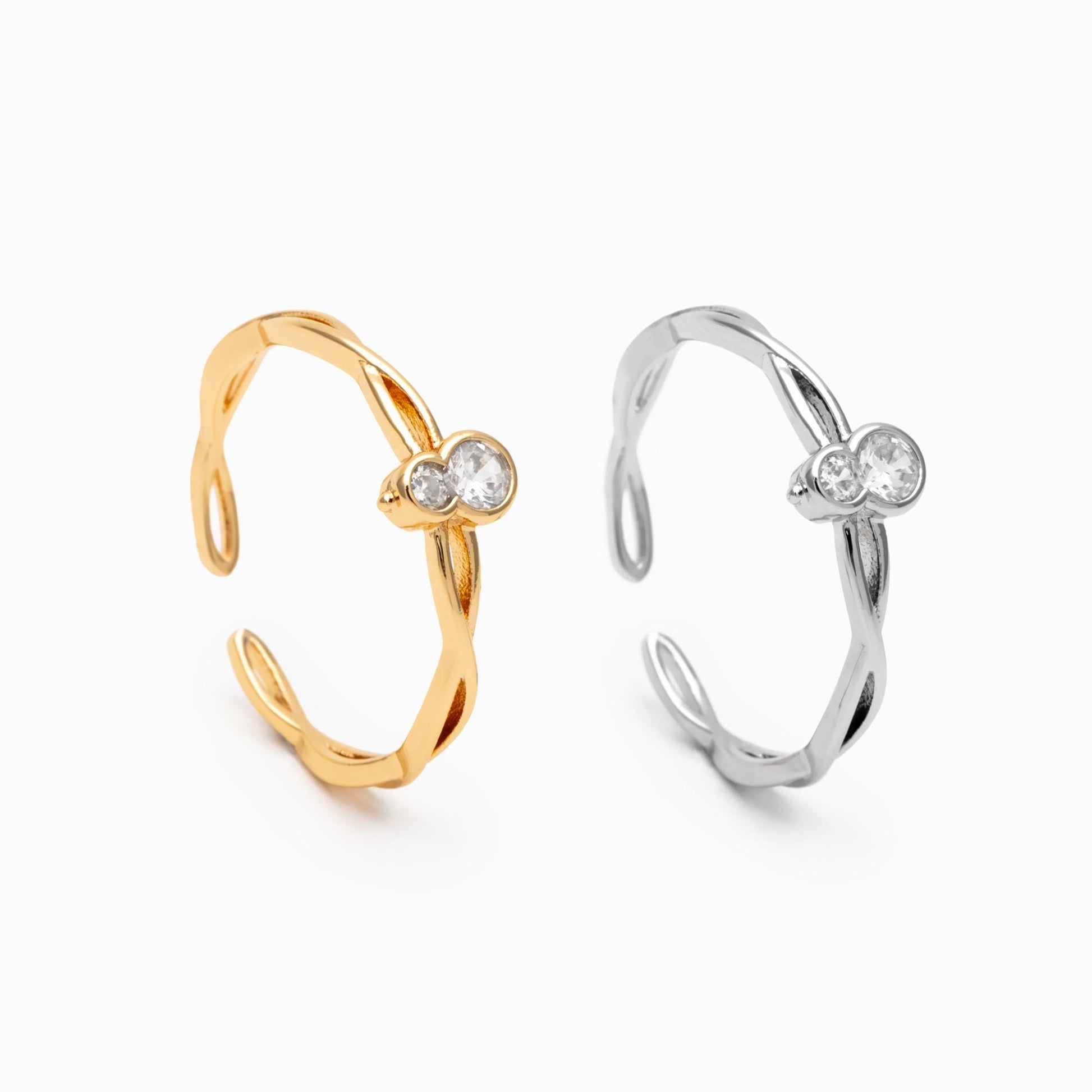 4pcs CZ Pave Gold/ Silver Gourd Ring, Modern Style Ring, Fashion Rings, Dainty Rings, Adjustable Ring (#JZ-008)