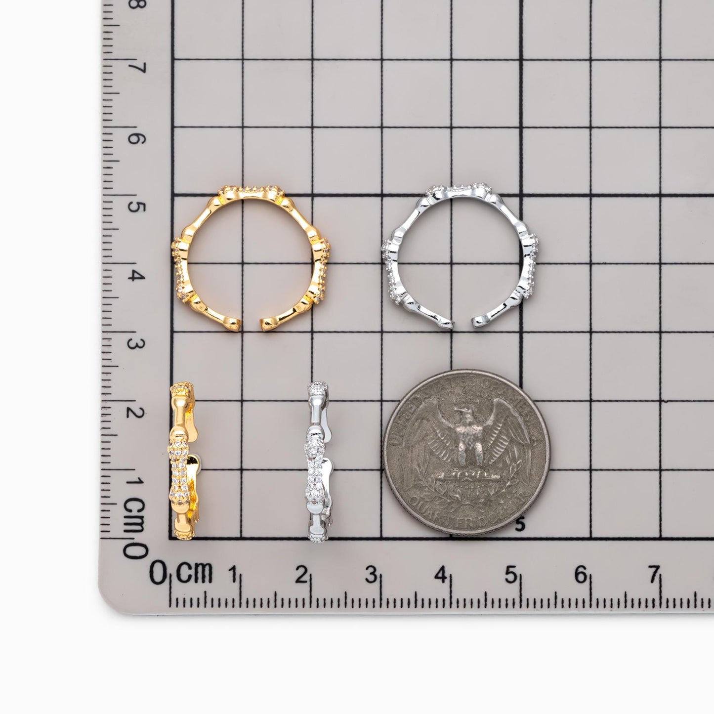 4pcs CZ Pave Gold Finger Ring, Bone Ring, Everyday Ring, Modern Style Ring, Fashion Rings, Dainty Rings (#JZ-009)