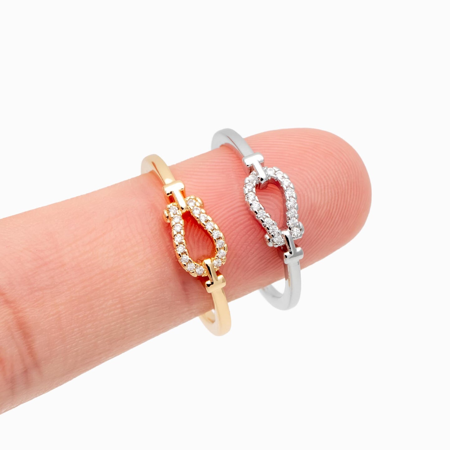 4pcs CZ Pave Finger Ring, Gold/ Rhodium plated Brass, Gift for Her, Dainty Ring, Minimalist Ring (#JZ-011)