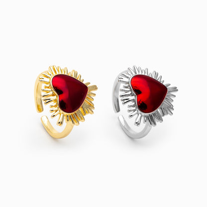 4pcs Gold/ Silver Red Heart Ring, Everyday Ring, Dainty Rings, Adjustable Ring (#JZ-013)