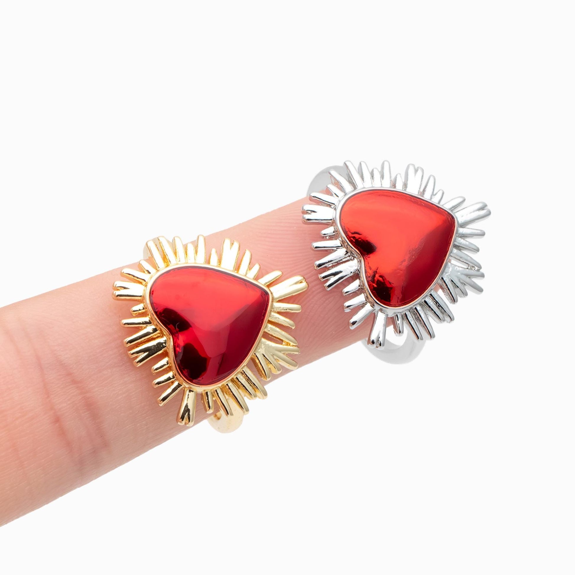 4pcs Gold/ Silver Red Heart Ring, Everyday Ring, Dainty Rings, Adjustable Ring (#JZ-013)