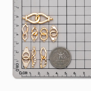 4pcs Gold Chain Connector Links, Bracelet Connector, Earring Findings, Jewelry Making, Diy Material, Jewelry Supplies (GB-2197)