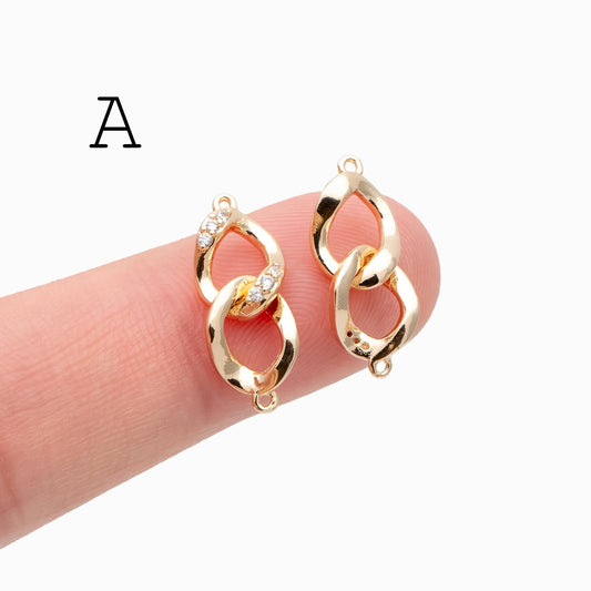 4pcs Gold Chain Connector Links, Bracelet Connector, Earring Findings, Jewelry Making, Diy Material, Jewelry Supplies (GB-2197)