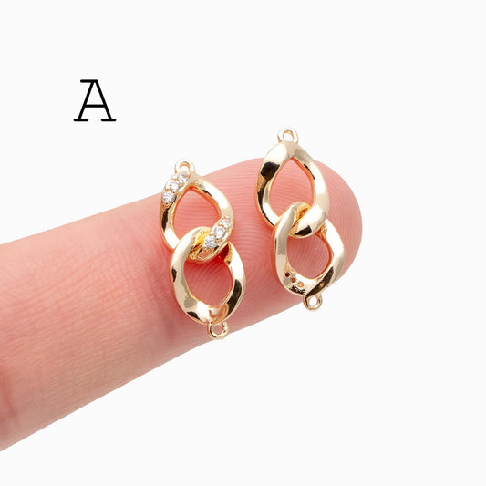 4pcs Gold Chain Connector Links, Bracelet Connector, Earring Findings, Jewelry Making, Diy Material, Jewelry Supplies (GB-2197)