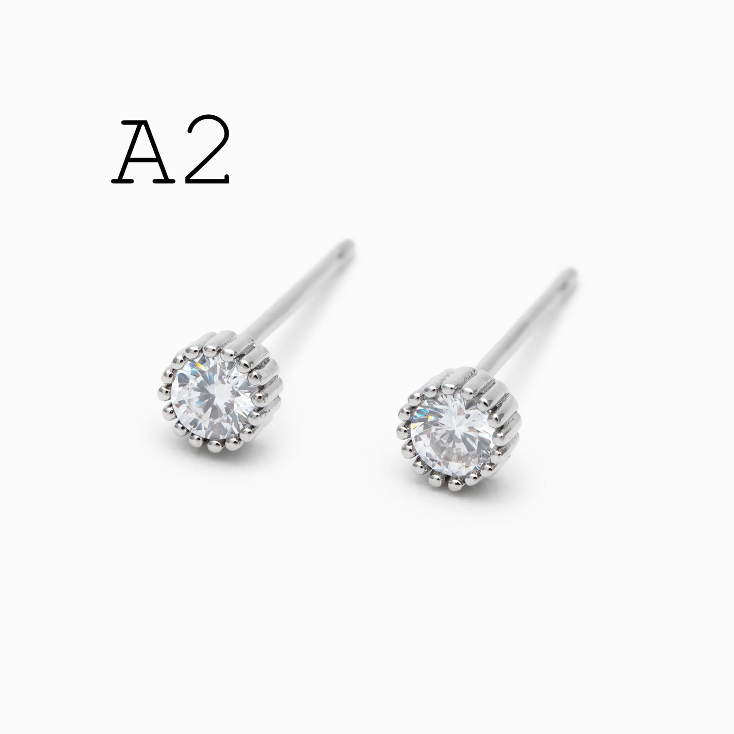 10pcs CZ Pave Gold/ Silver Round/ Triangle/ Rhombus/ Heart Earrings, Dainty Geometric Stud Earrings (GB-4743)