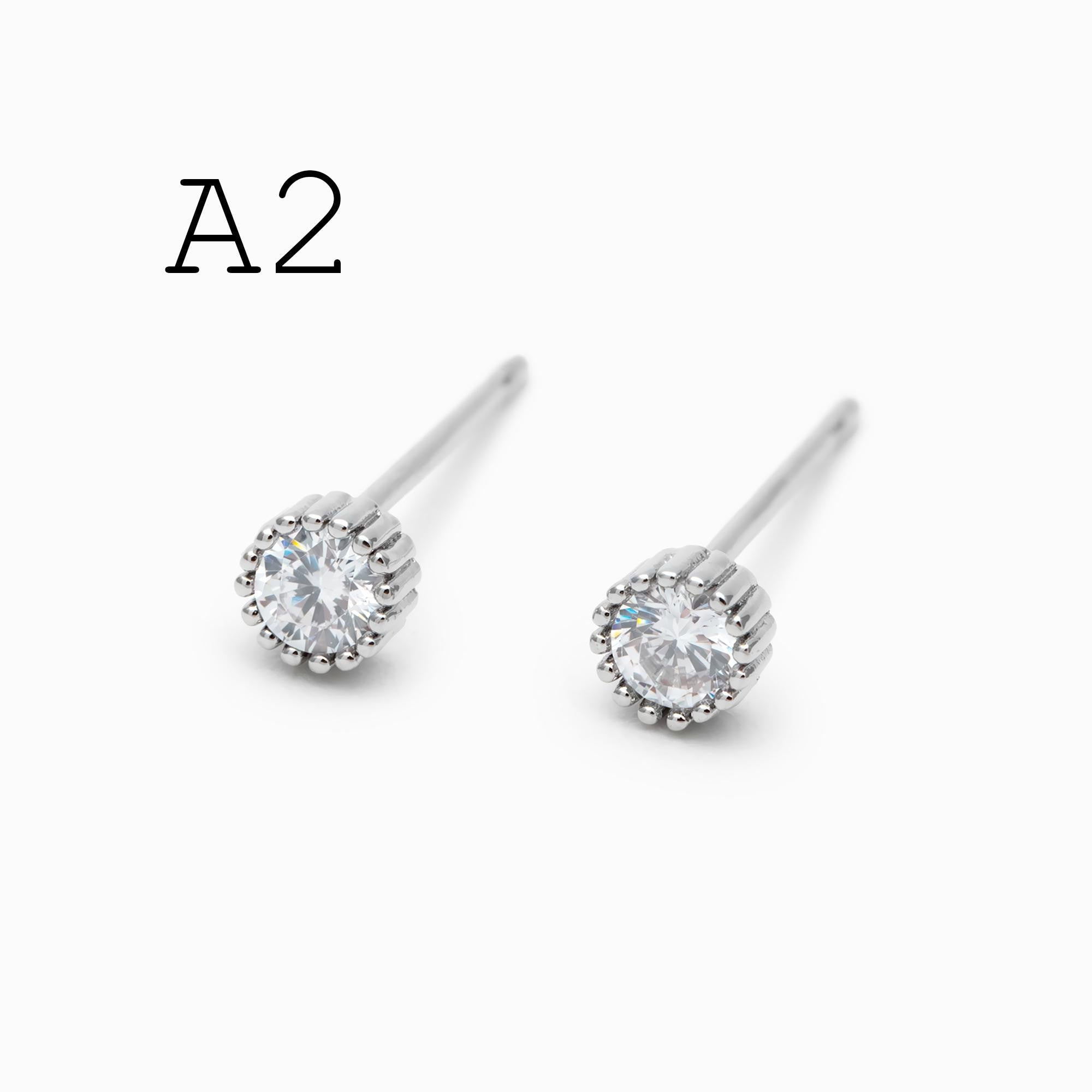 10pcs CZ Pave Gold/ Silver Round/ Triangle/ Rhombus/ Heart Earrings, Dainty Geometric Stud Earrings (GB-4743)