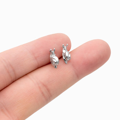 10pcs Gold/ Silver Snail Earrings, Real Gold/ Rhodium Plated Brass, Cute Stud Earrings (#GB-4757)