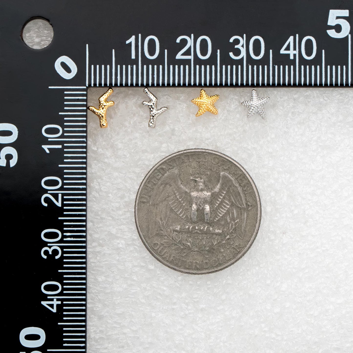 10pcs Gold/ Silver Coral Starfish Stud Earrings, Ocean Stud Earrings (#GB-4761)