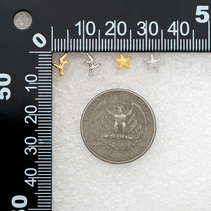 10pcs Gold/ Silver Coral Starfish Stud Earrings, Ocean Stud Earrings (#GB-4761)