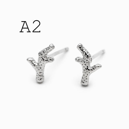 10pcs Gold/ Silver Coral Starfish Stud Earrings, Ocean Stud Earrings (#GB-4761)