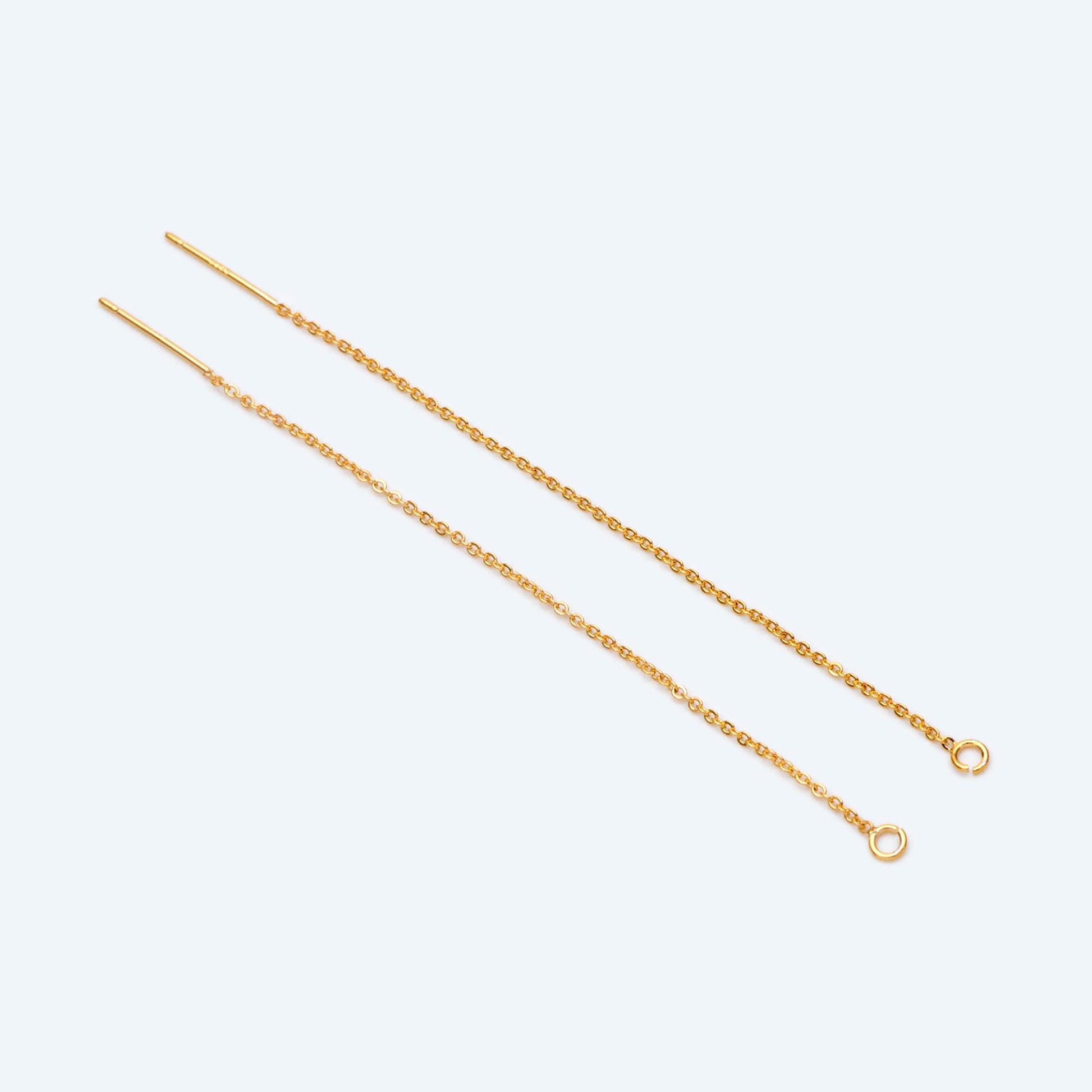 10pcs Gold Threader Earrings, 1.1mm Cable Chain Earwire Thread, Earring Supply Findings Wholesale, Totally 85mm Long (GB-2020)
