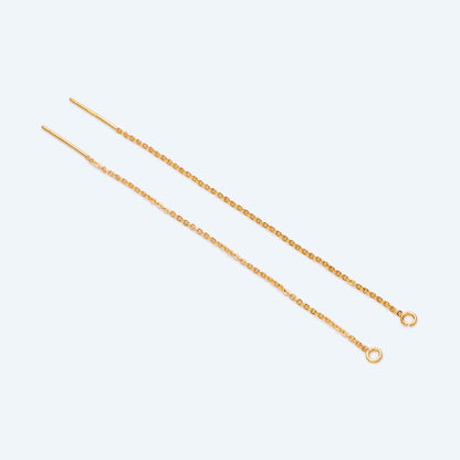 10pcs Gold Threader Earrings, 1.1mm Cable Chain Earwire Thread, Earring Supply Findings Wholesale, Totally 85mm Long (GB-2020)