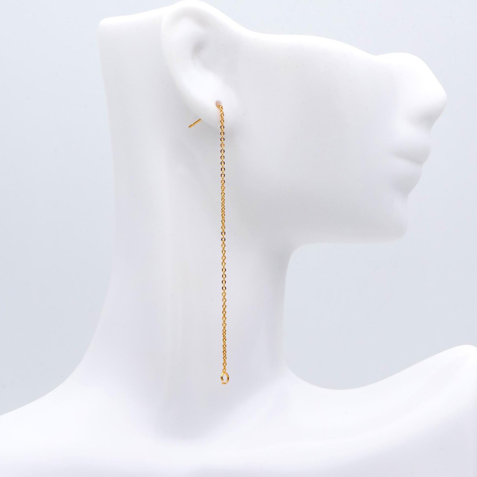 10pcs Gold Threader Earrings, 1.1mm Cable Chain Earwire Thread, Earring Supply Findings Wholesale, Totally 85mm Long (GB-2020)