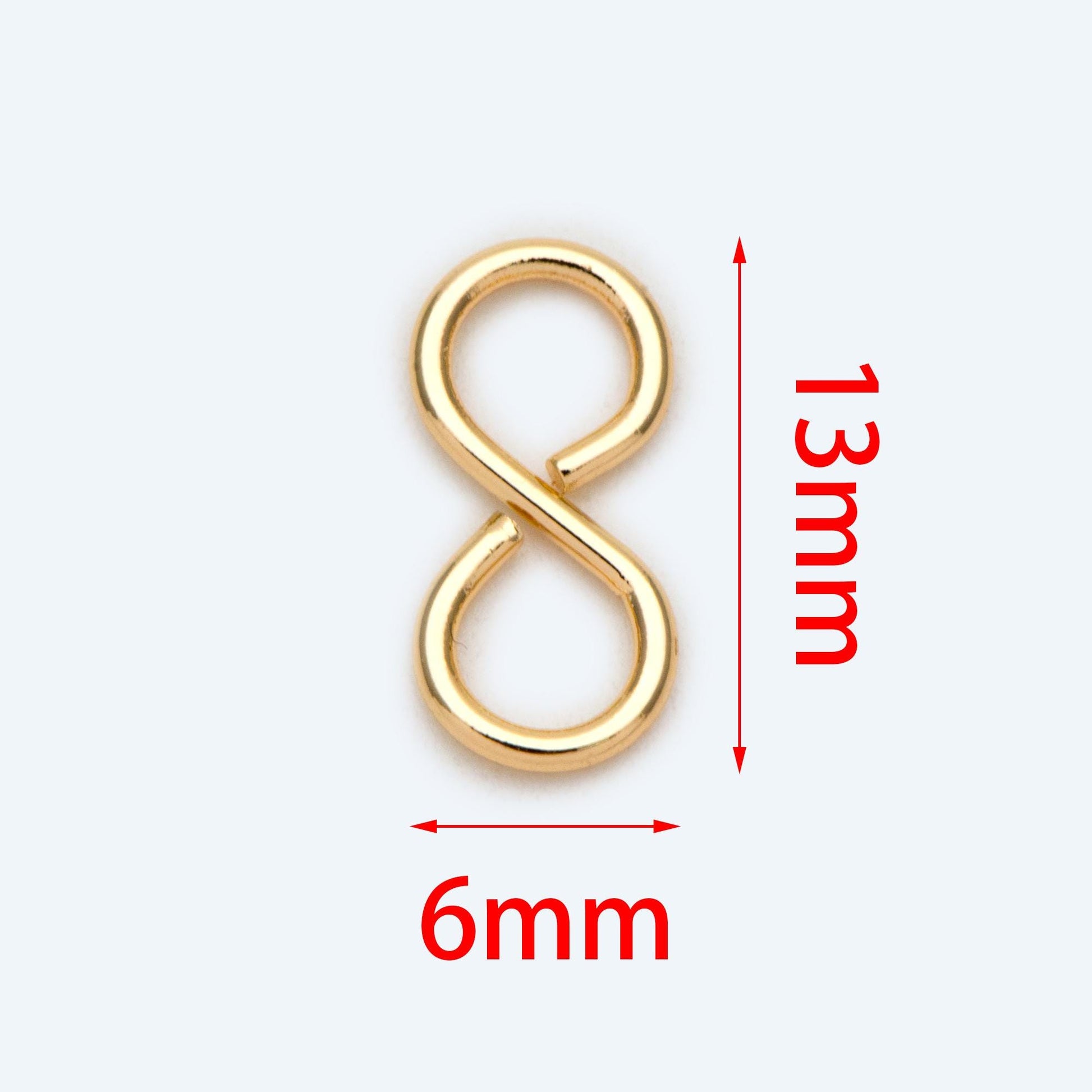 10pcs Gold Figure 8 Connectors 13x6mm, 18K Gold plated Brass, Infinity Connector (GB-1754)