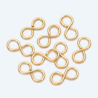 10pcs Gold Figure 8 Connectors 13x6mm, 18K Gold plated Brass, Infinity Connector (GB-1754)