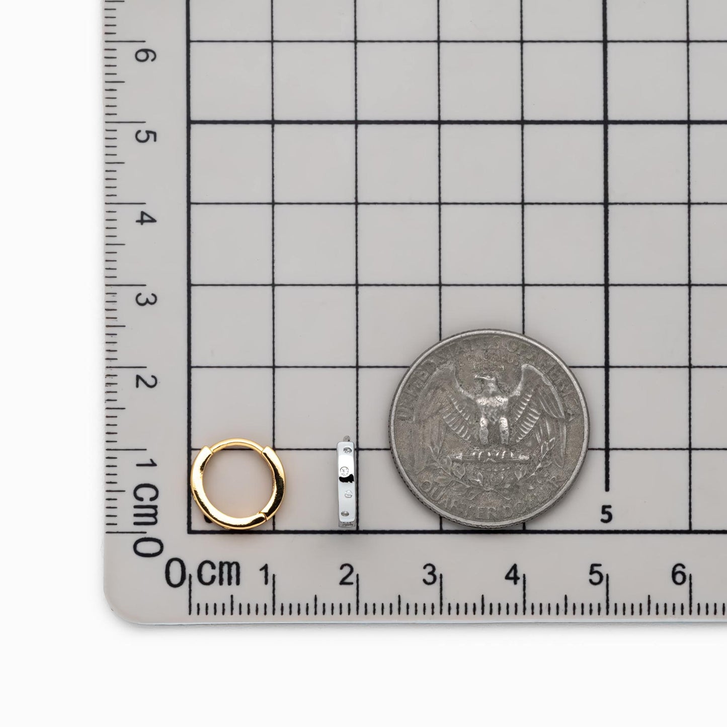 4pcs CZ Pave Gold/ Silver Hoop Earrings, 11mm, 18K Real Gold/ Rhodium plated Brass, Dainty Huggie Earrings, Minimalist Earrings (GB-4732)