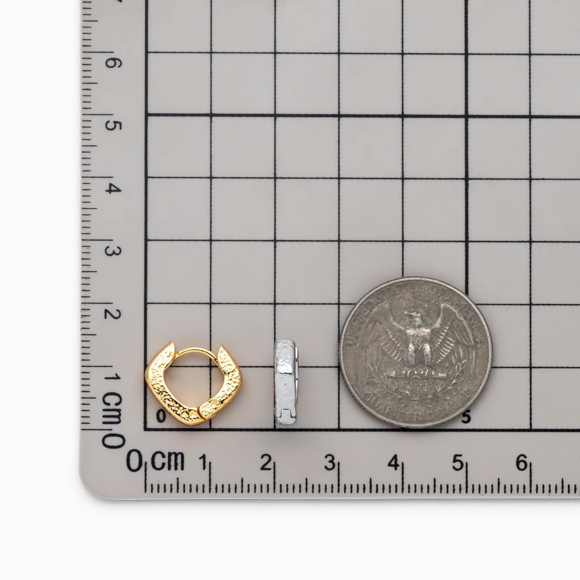 4pcs Gold/ Silver Tone Rhombus Earrings, 18K Gold/ Rhodium plated Brass, Huggie Earrings, Minimalist Earrings (GB-4735)