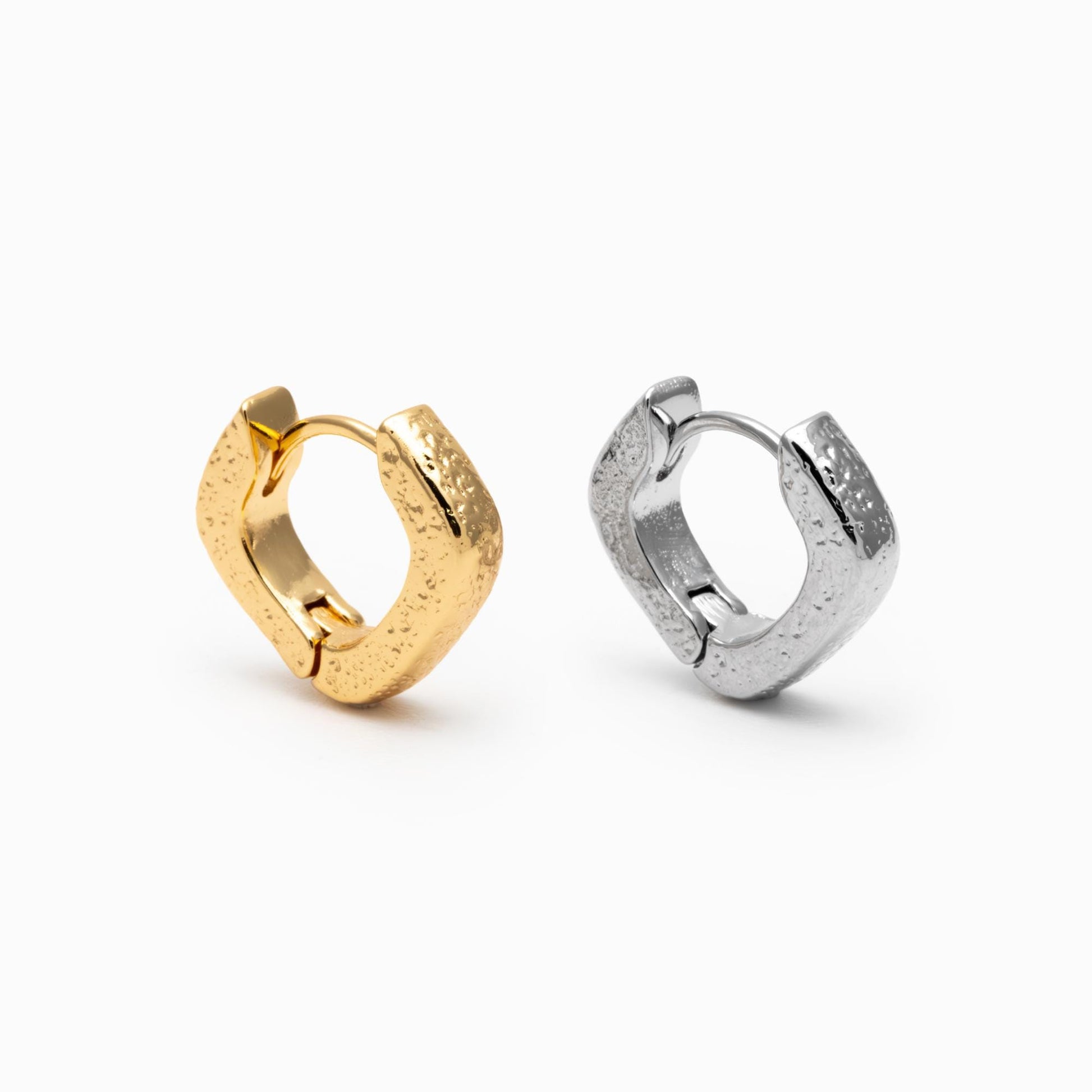 4pcs Gold/ Silver Tone Rhombus Earrings, 18K Gold/ Rhodium plated Brass, Huggie Earrings, Minimalist Earrings (GB-4735)